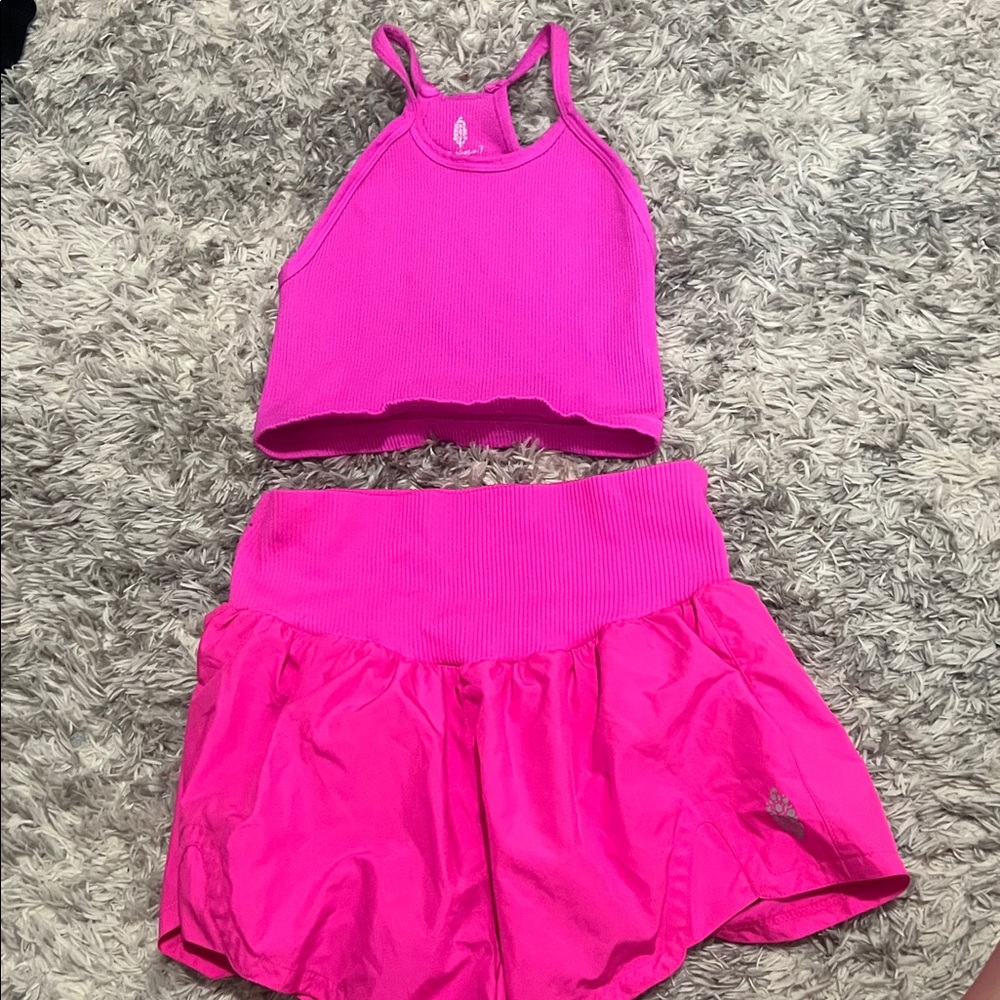 FP Movement by Free People Pink Top and Shorts Set